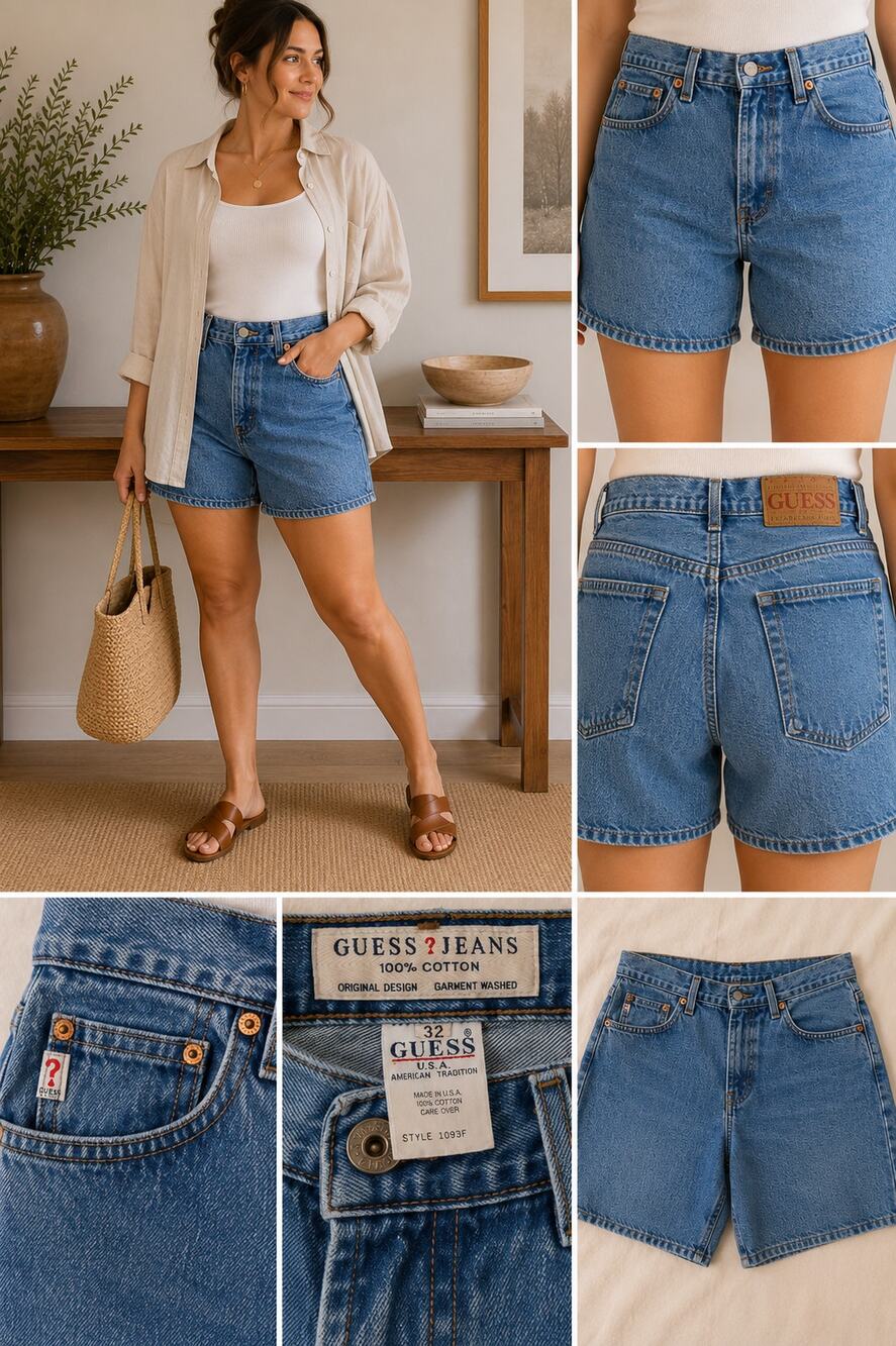 Vintage GUESS Jeans Denim Shorts Made in USA Size 32 100% Cotton ✨